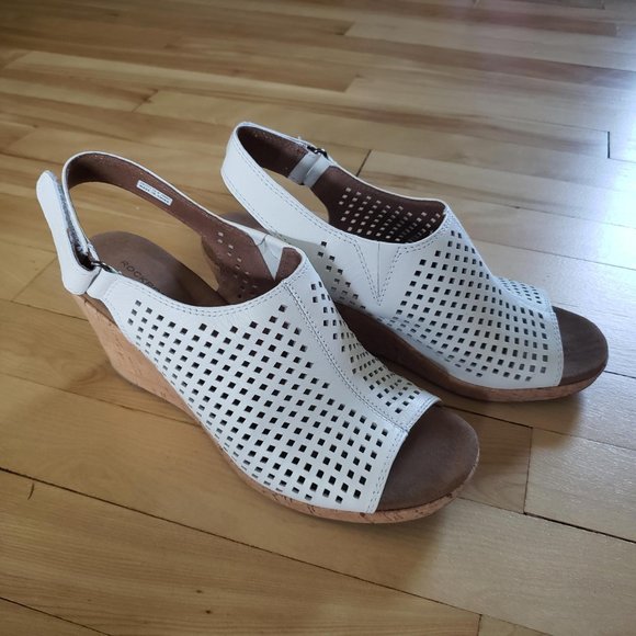 White Rockport Briah sling wedges, size 7.5 - Picture 1 of 7